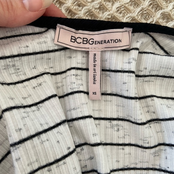 BCBG Striped Lettuce Crop Top - Picture 2 of 4